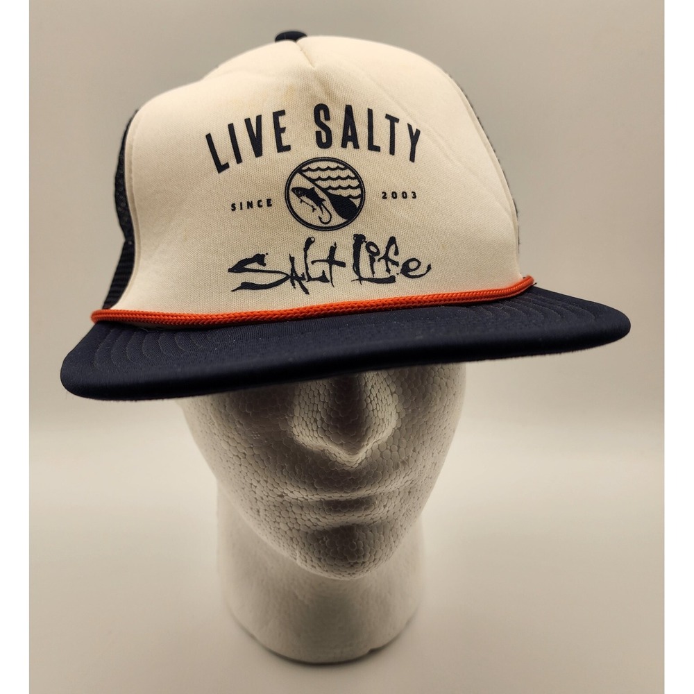 Salt Life Blue & Orange Mesh Trucker Snapback Cap‎ Adjustable